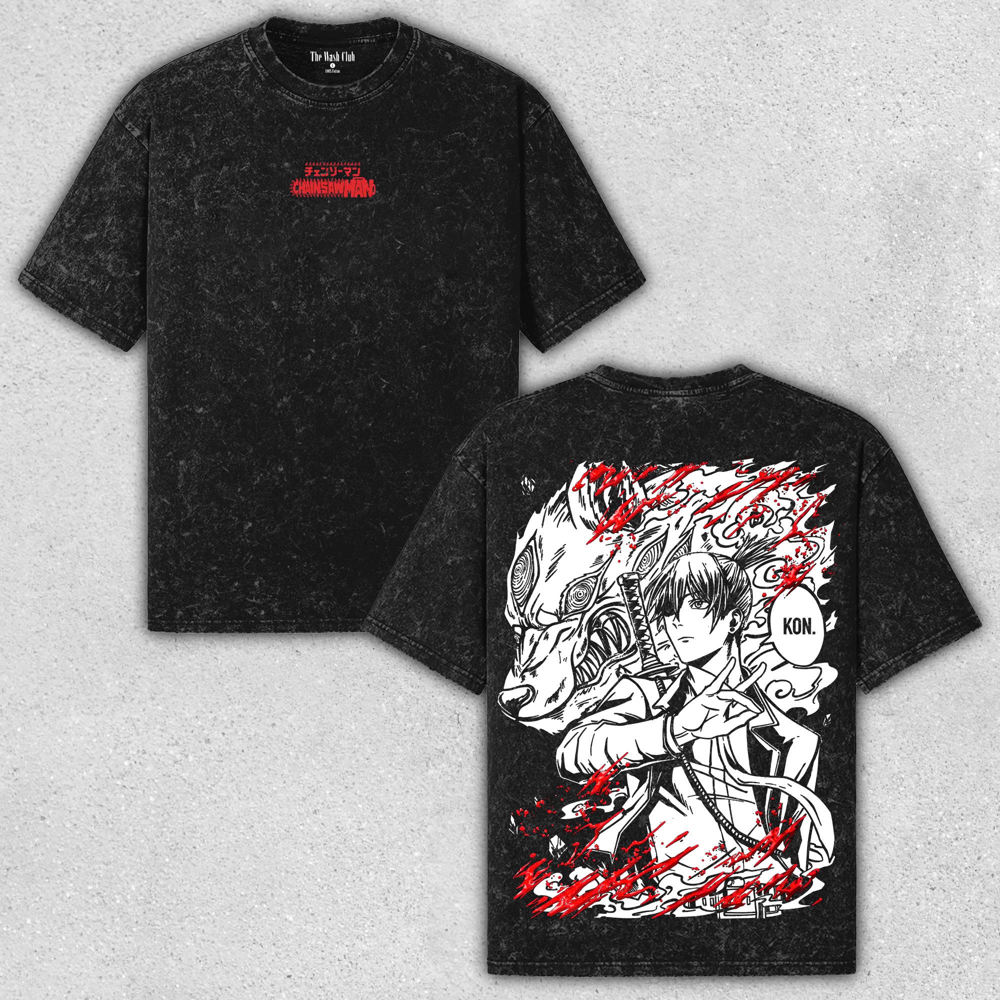 Aki - Chainsaw Man Vibrant Washed Tee with Bold Back Graphic