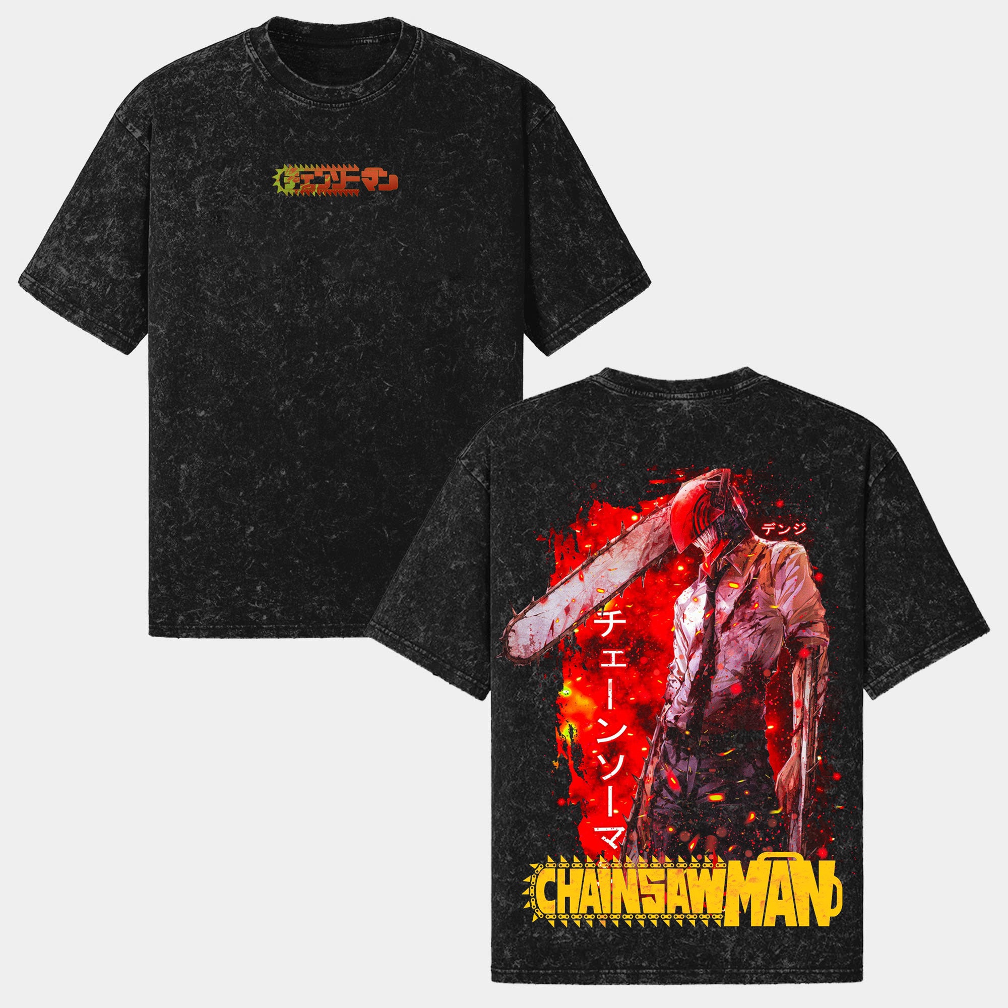 Chainsaw Man Denji V2 - Epic Anime Graphic Wash - Tee with Dynamic Devil Design