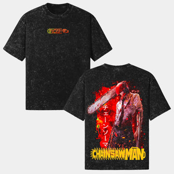 Chainsaw Man Denji V2 - Epic Anime Graphic Wash - Tee with Dynamic Devil Design