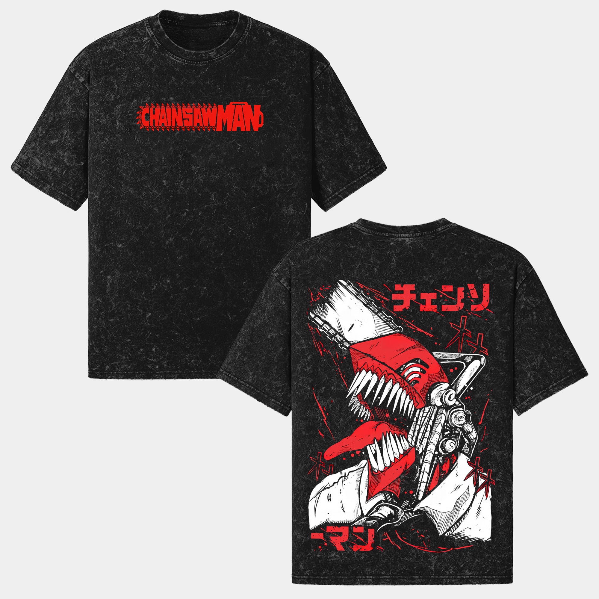 Denji - Chainsaw Man Bold Wash T-Shirt with Striking Devil Art