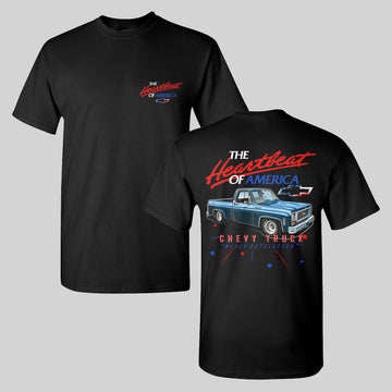 Chevy Truck Never Outclassed Tee Red White & Royal Blue Graphic T-Shirt