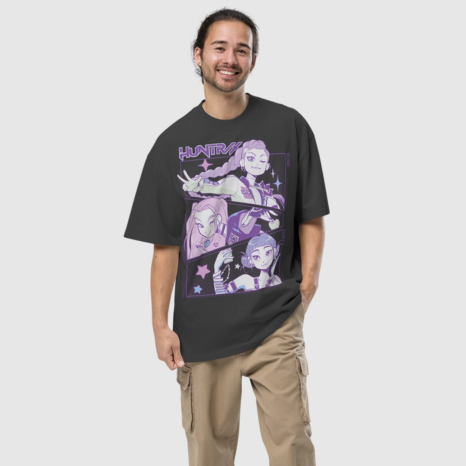 KPop Demon Hunters HUNTR/X Oversized Faded T-Shirt