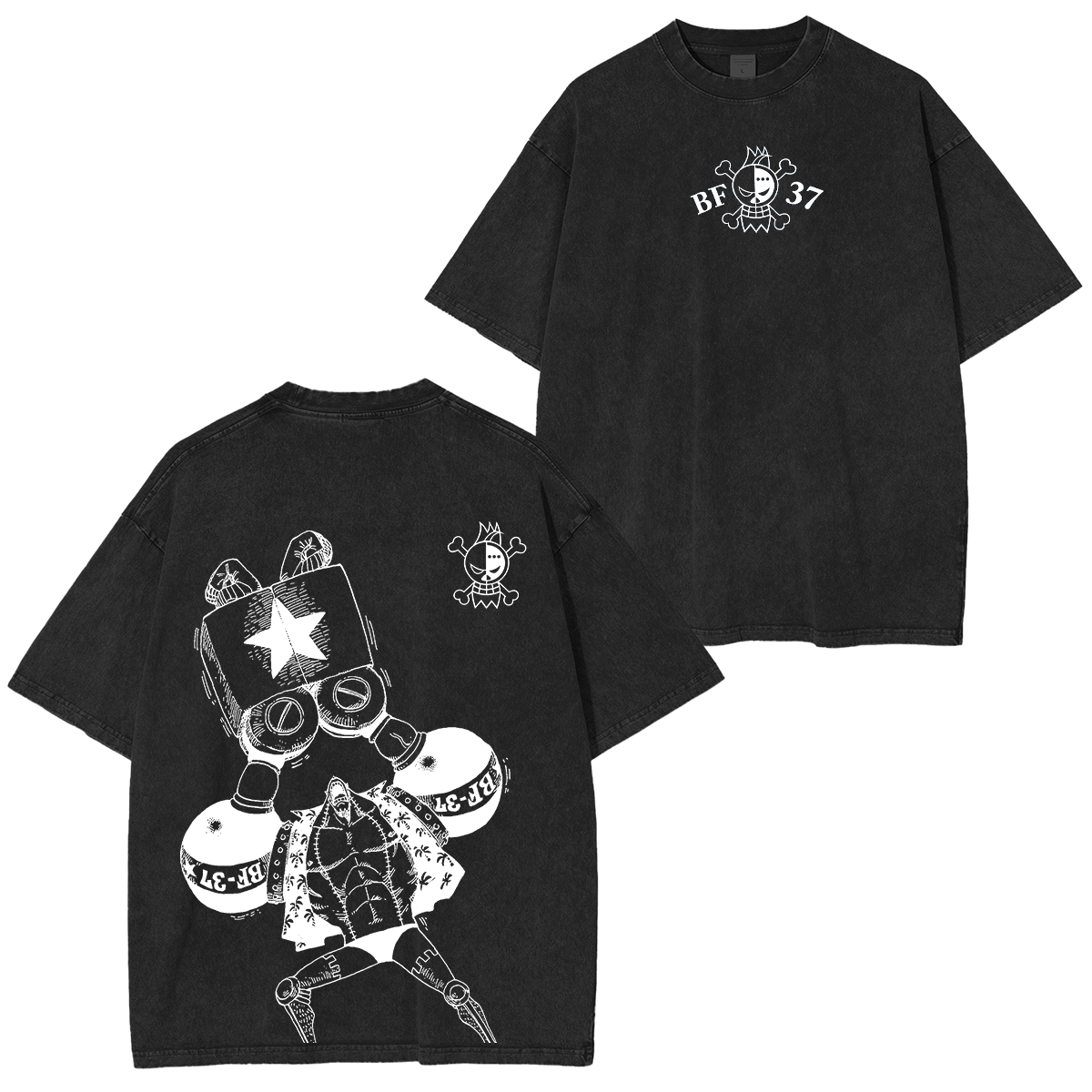 Franky Superrr Retro One Piece Anime Unsiex Washed T-Shirt