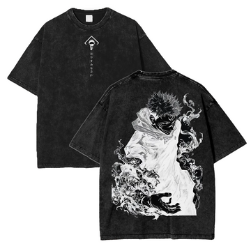 Jujutsu Kaisen Anime Acid Washed Oversize T-Shirt Yuji Itadori Anime Tee Gift For Him