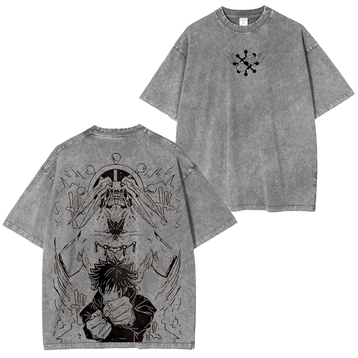 Megumi & Mahoraga,Jujutsu Kaisen Anime Washed Unisex T-Shirt