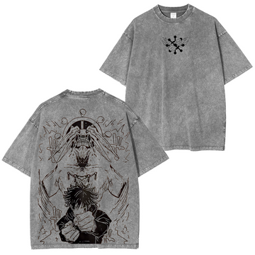 Megumi & Mahoraga,Jujutsu Kaisen Anime Washed Unisex T-Shirt